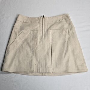 Ann Taylor Linen Blend Twill Mini Skirt Size 8 Cream Business Casual Career